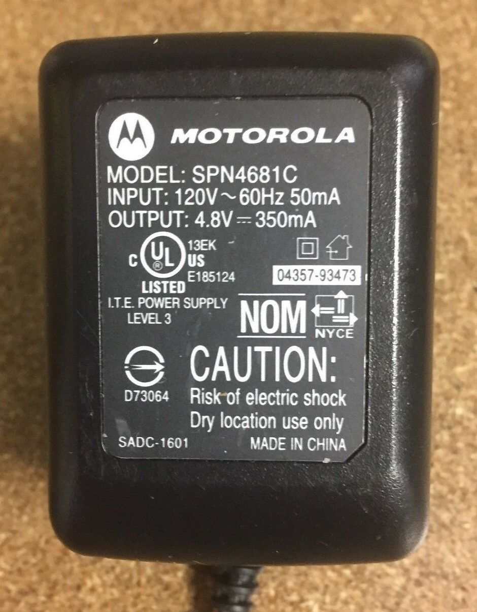 *Brand NEW*MOTOROLA SPN4681C Class 2 Transformer 4.8V 350mA Ac Adapter